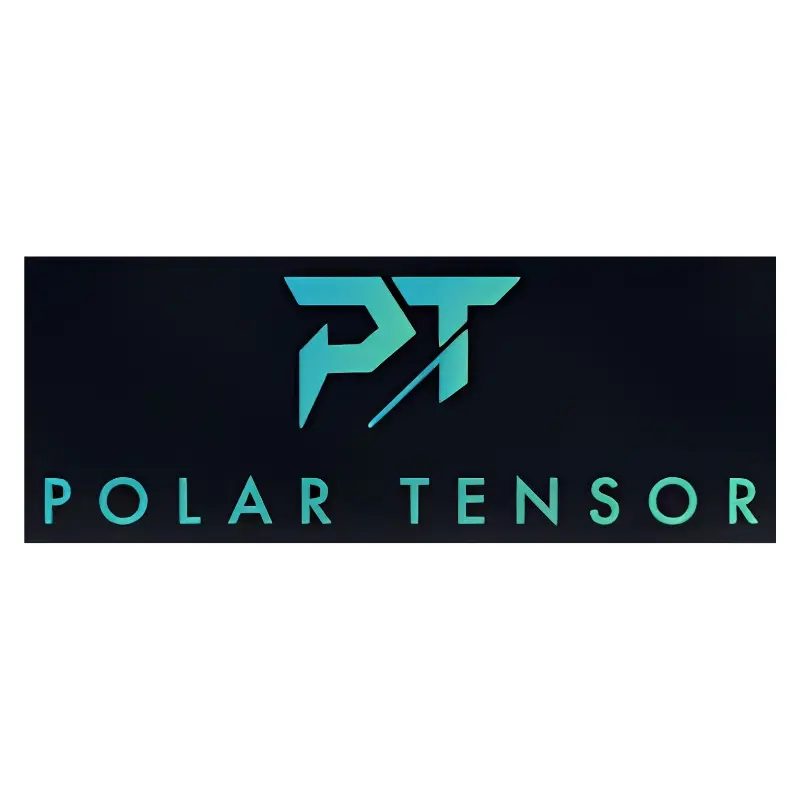 Polar Tensor official logo featuring PT initials in a modern blue gradient design on a dark background