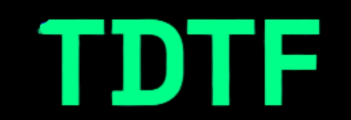 TDTF logo in bright green text on black background
