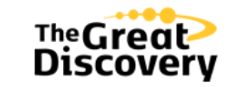 The Great Discovery official company logo featuring black text and a gold orbit design