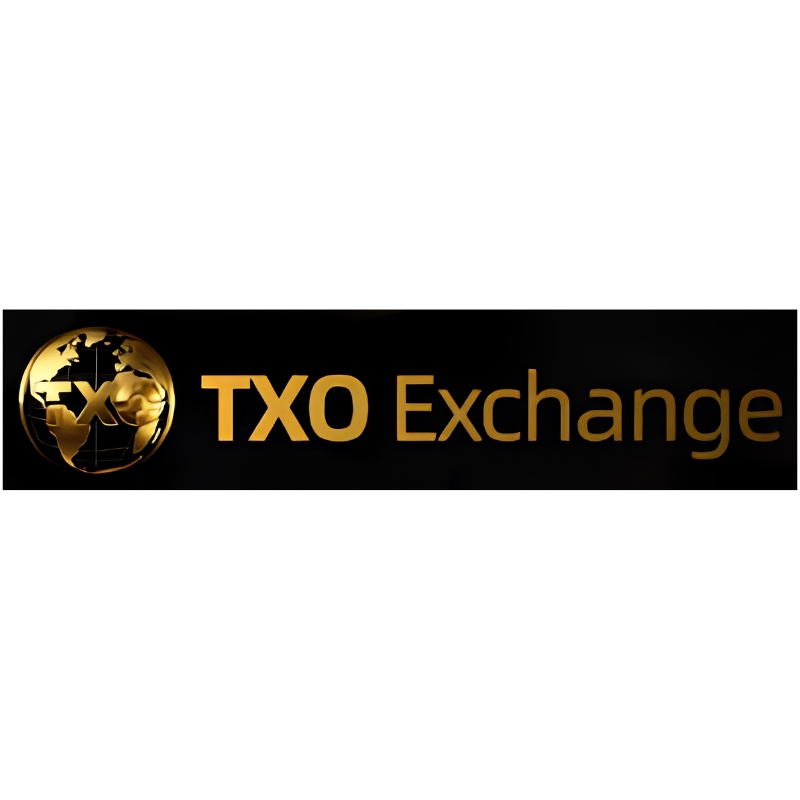 TXO Exchange logo displayed on a black background, representing the cryptocurrency trading platform.
