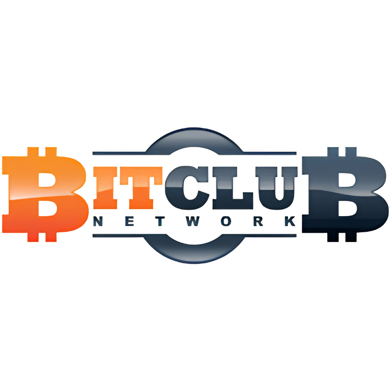 BitClub Network logo featuring Bitcoin symbols in orange and dark gray with the text "BITCLUB NETWORK" centered within a circular emblem.