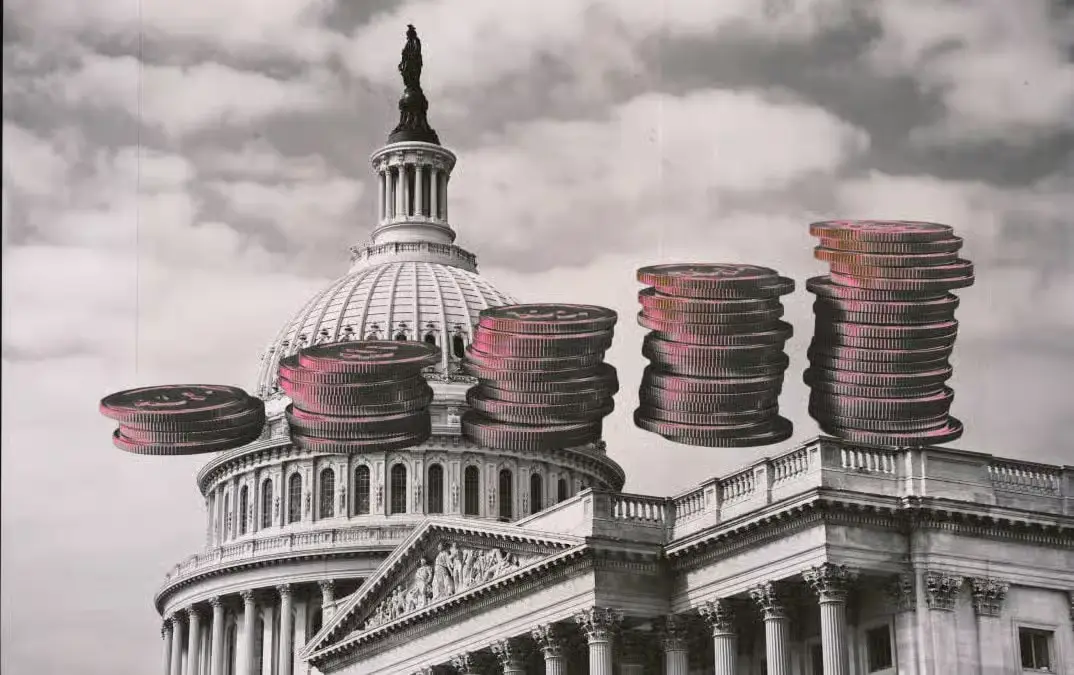 US Capitol with digital asset coins illustrating the Clarity Act approval odds and crypto regulation debate in the Senate.