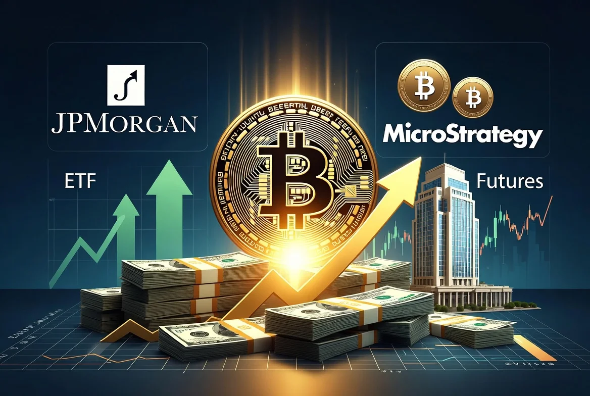 JPMorgan analysts highlight encouraging signs for Bitcoin outlook as MicroStrategy increases cash reserves to $3 billion, showing positive institutional demand in Bitcoin futures and steady ETF flows.