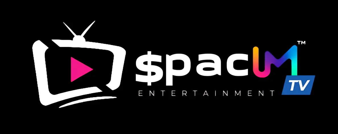 Spacum TV Review logo featuring the Spacum Entertainment TV brand with a play button and colorful digital media design.