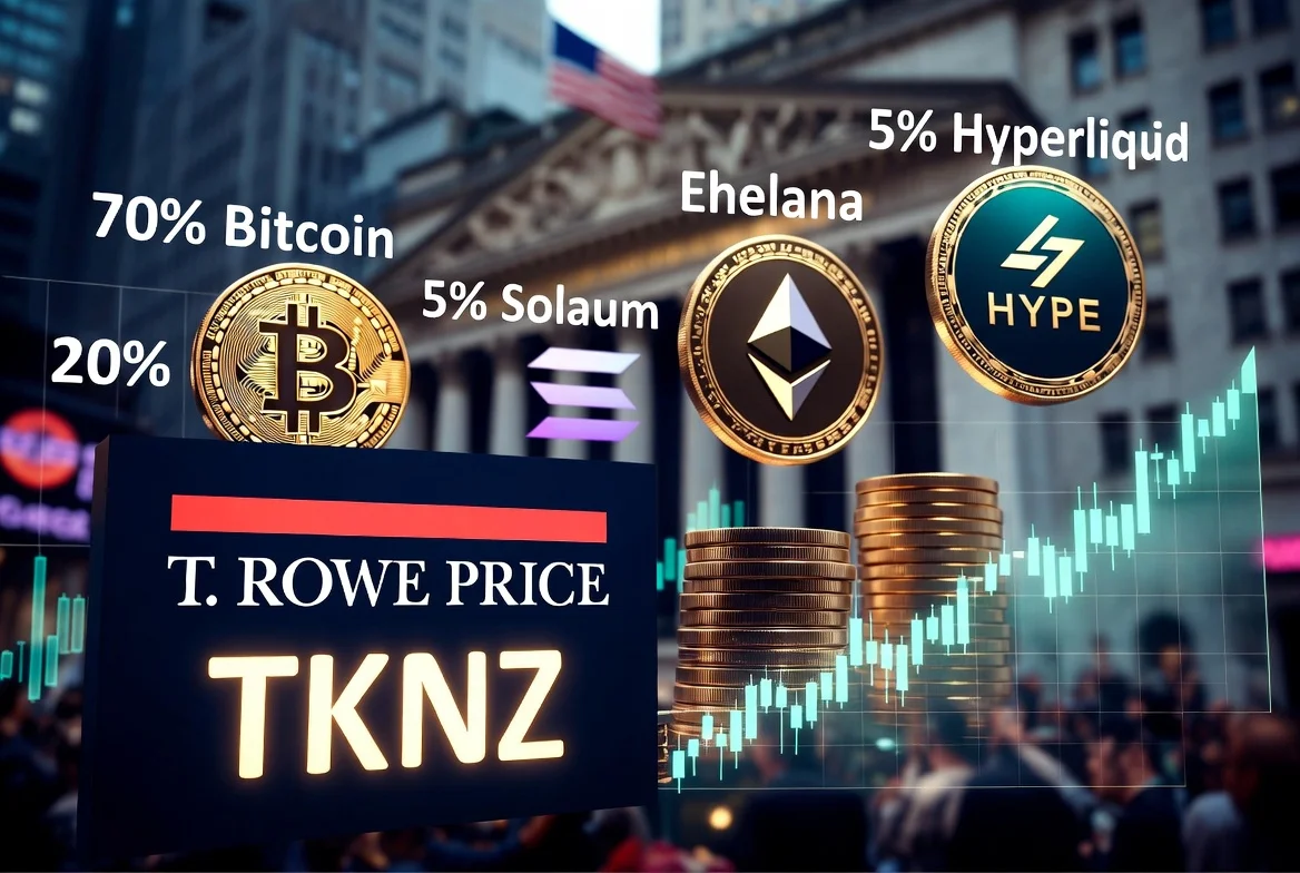 T. Rowe Price launches TKNZ, the first actively managed multi-token crypto ETF with allocations to Bitcoin, Ethereum, Solana, Hyperliquid HYPE and other major cryptocurrencies.
