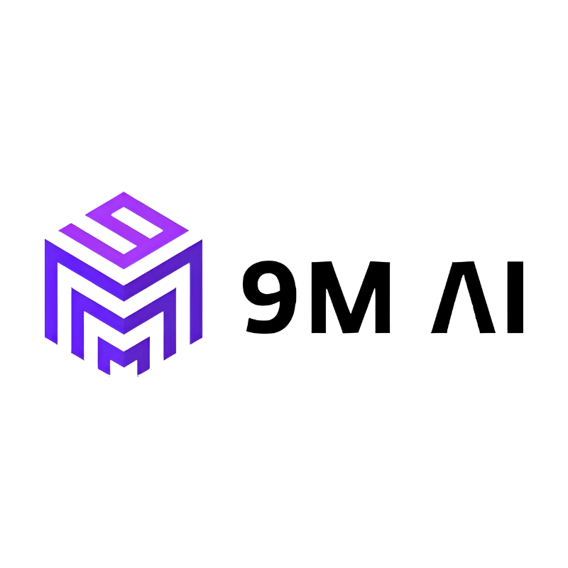 The official logo of the 9M AI platform, featured in this digital asset and investment review.