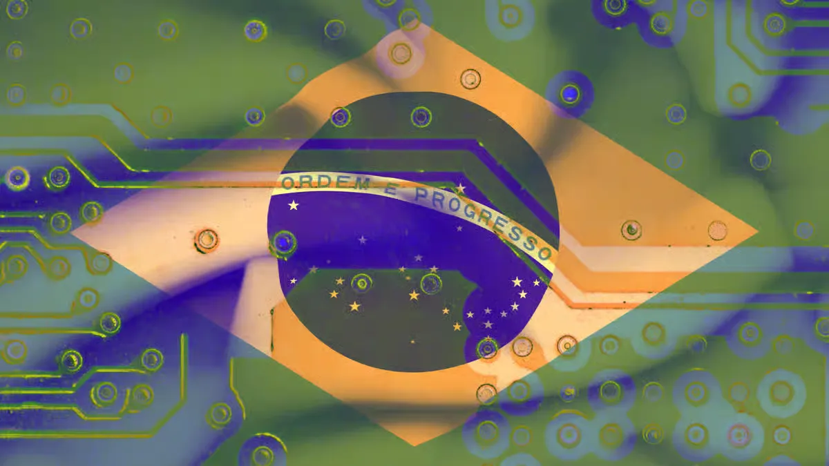 Brazil flag digital background with green, yellow and blue colors