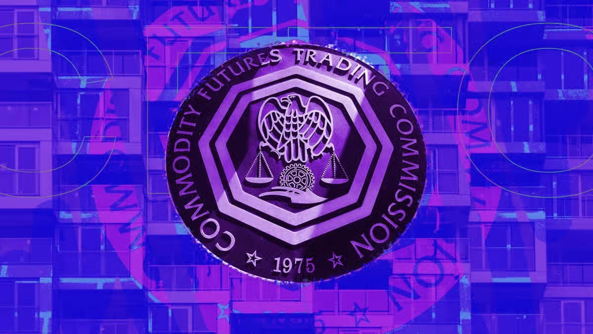 Official seal of the Commodity Futures Trading Commission CFTC established in 1975 against a purple background