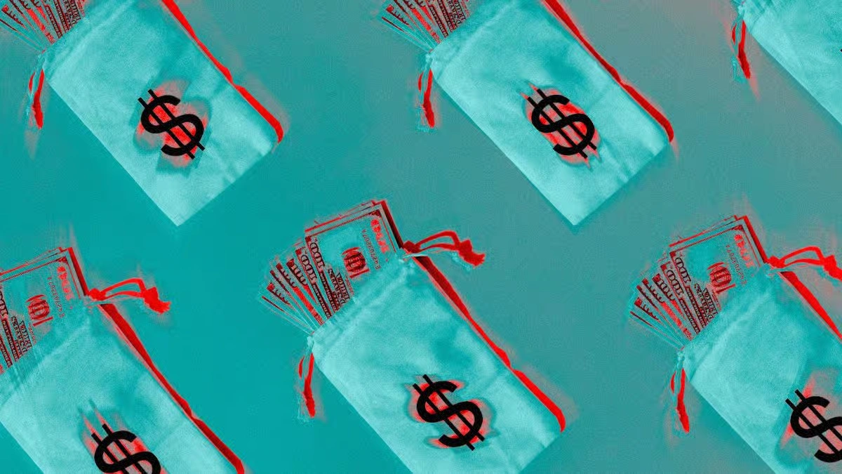 Crypto money investment concept with dollar bills and digital finance