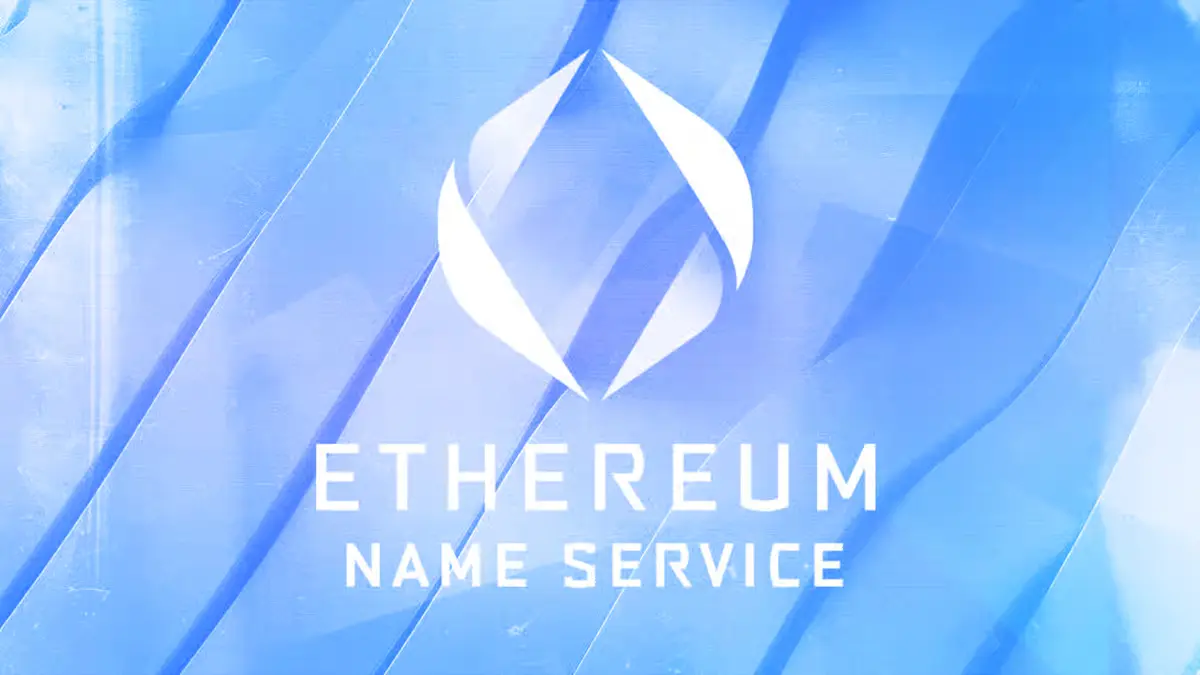 Ethereum Name Service logo on blue background