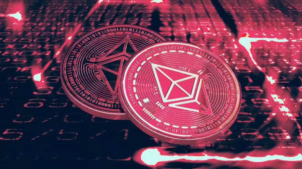 Ethereum and TRON cryptocurrency coins on a digital background