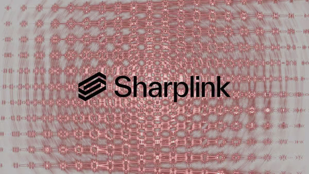 Abstract pink and orange stylized graphic of the United States Capitol building featuring the American flag, set against a checkered geometric background.