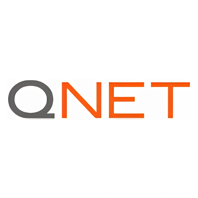 QNET logo in orange and gray