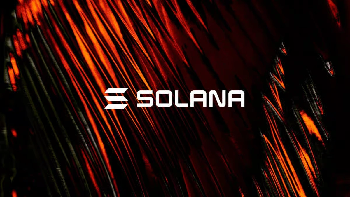 White Solana logo and text displayed prominently against a fiery red and dark textured background.