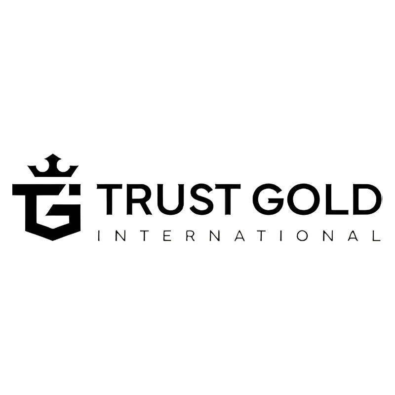 Official Trust Gold International brand logo featuring a black crown and TG monogram with typography on a white background.