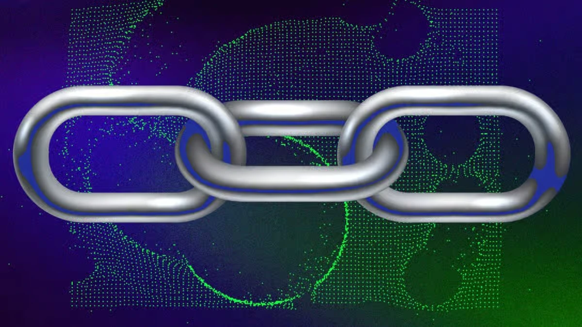 Blockchain technology network with connected digital links