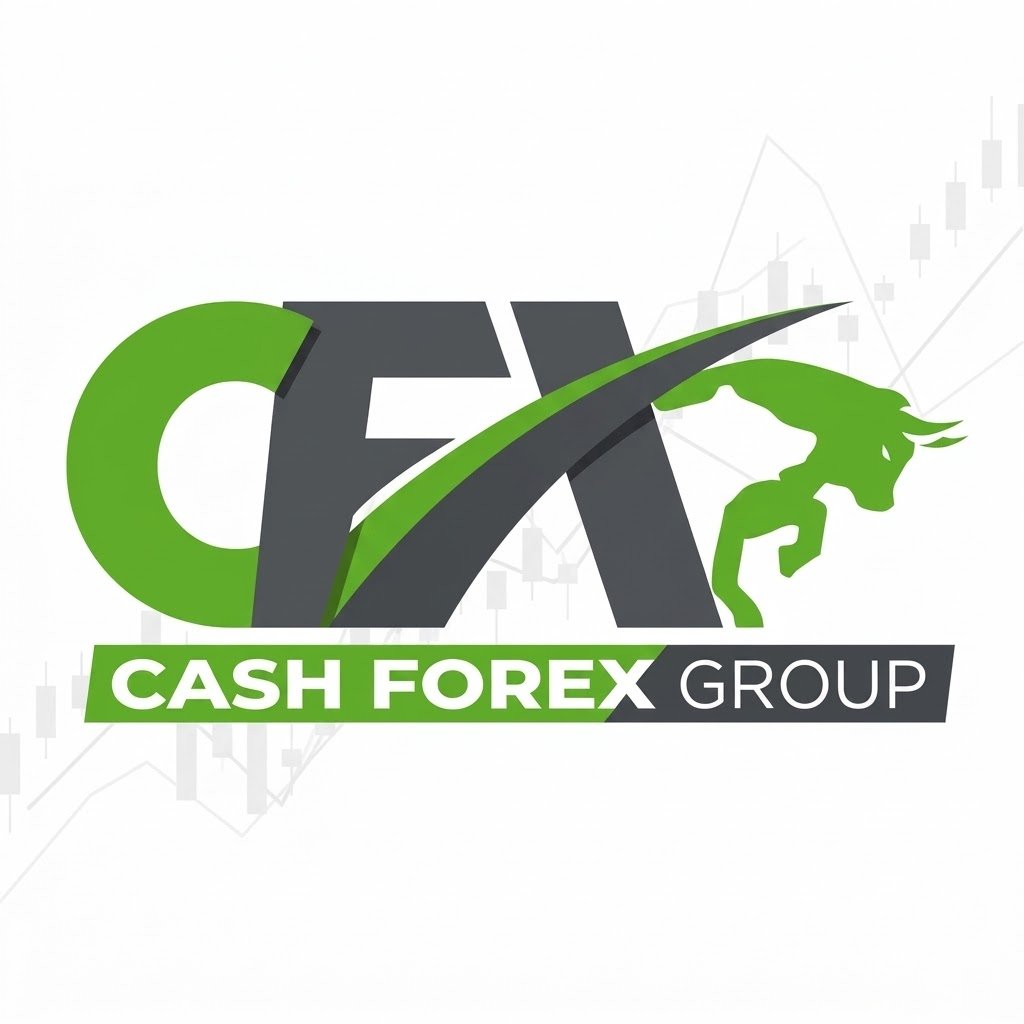 High resolution green and dark grey Cash Forex Group CFX logo with charging bull vector graphics.