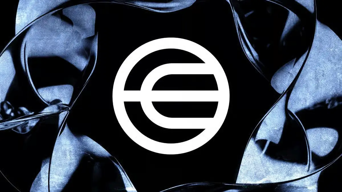 Abstract digital brand logo with a circular symbol on a dark futuristic background