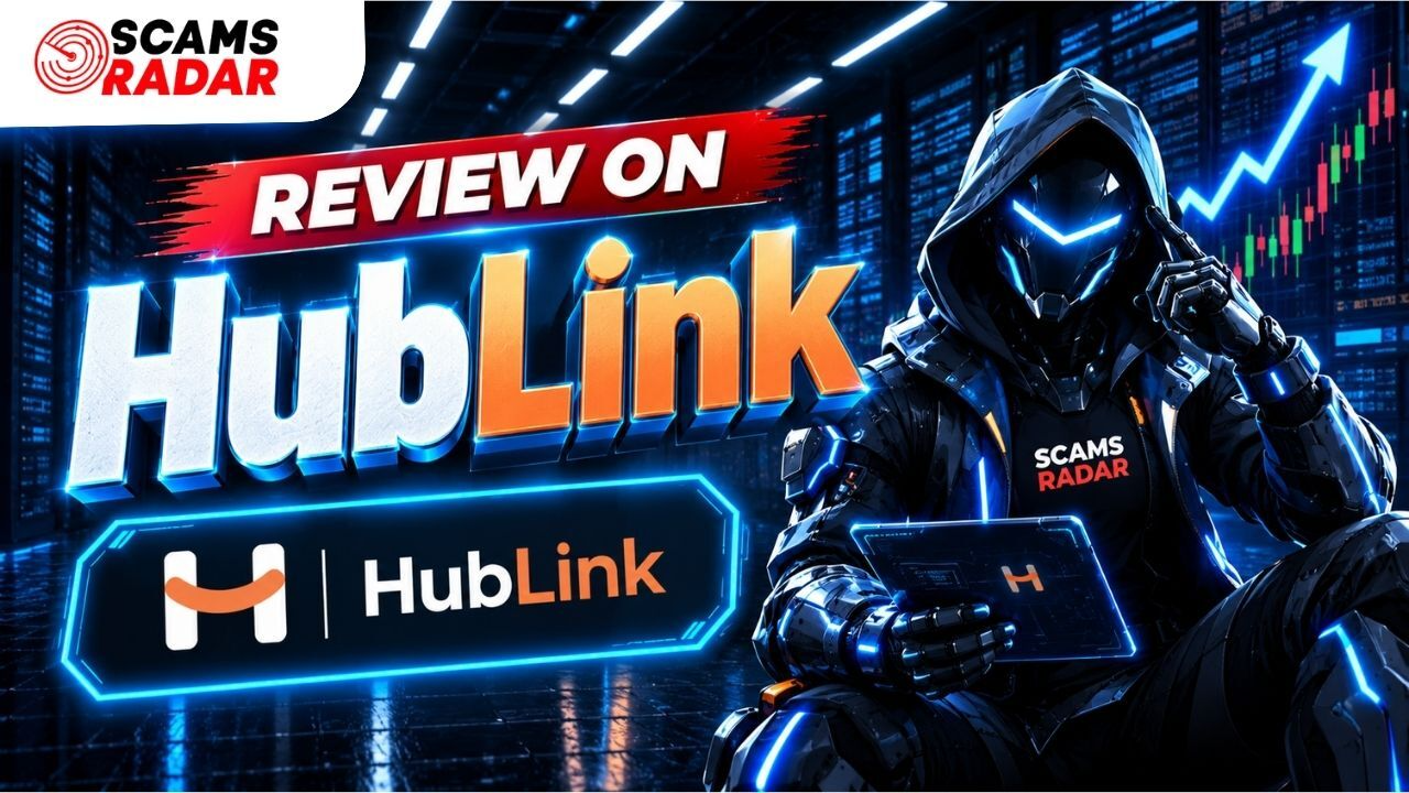 HubLink Review showing scam risk analysis and HubLink platform