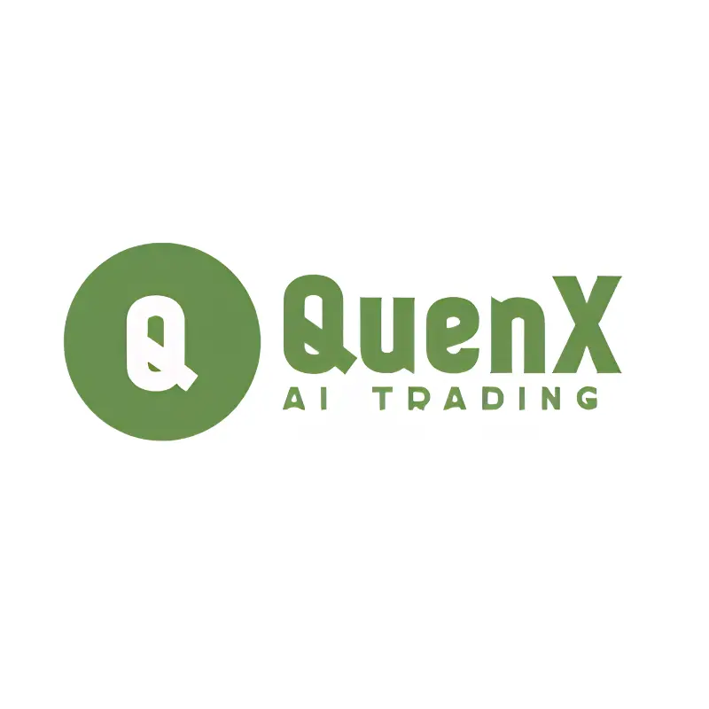 QuenX AI Trading with green QuenX symbol and text