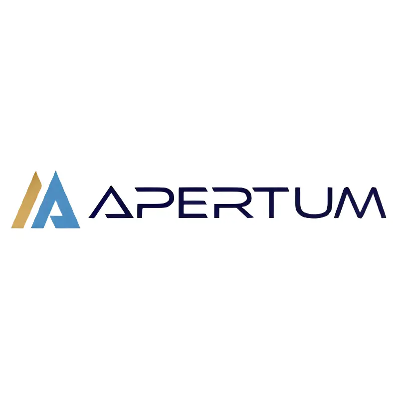 Apertum company logo with modern blue and gold icon on white background