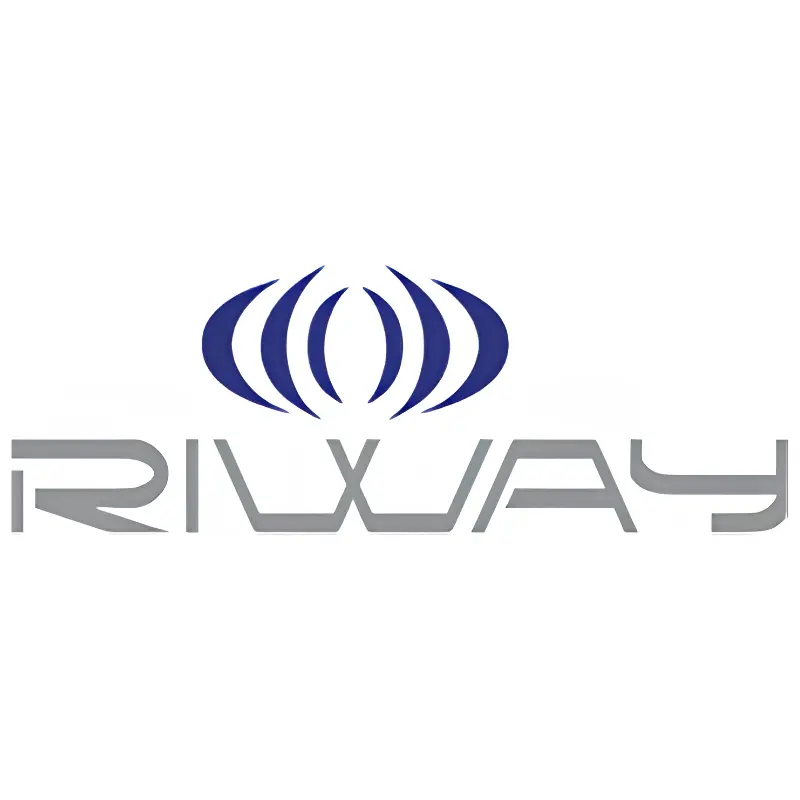 RIWAY company brand logo with blue oval icon above stylized gray text on a white background